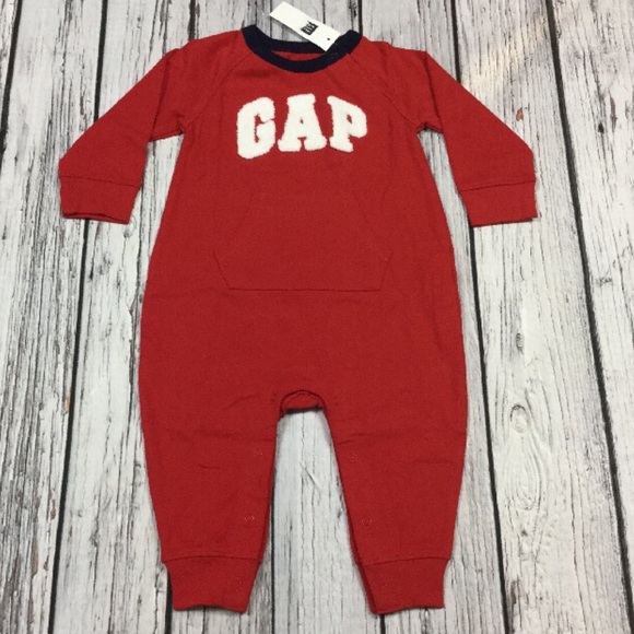 Gap Boys 6-12 Month Red Logo Romper - Picture 5 of 7